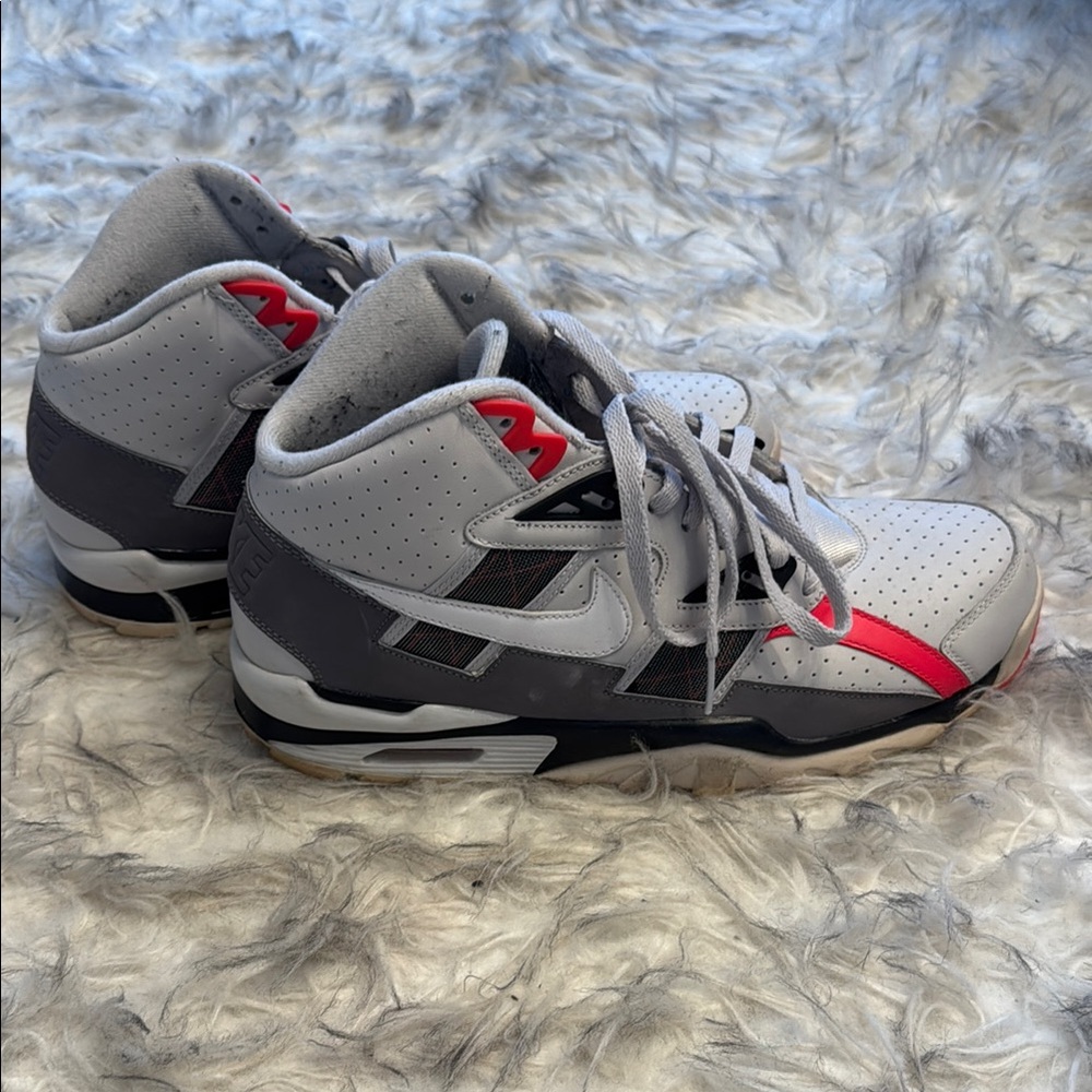 Nike Men's Mid-Top Sneakers - White, Gray & bright orange accent